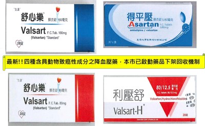 藥品回收-生達化學製藥股份有限公司之 “生達”舒心樂膜衣錠 160 毫克、80 毫克、得平壓膜衣錠5/80毫克、利壓舒膜衣錠80/12.5毫克